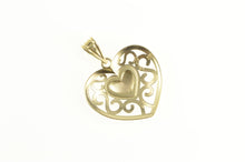 Load image into Gallery viewer, 14K Scroll Filigree Diamond Cut Heart Love Symbol Pendant Yellow Gold