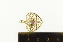Load image into Gallery viewer, 14K Scroll Filigree Diamond Cut Heart Love Symbol Pendant Yellow Gold