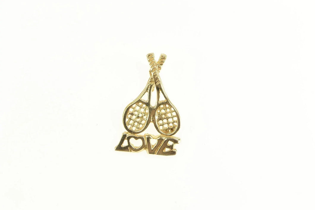 14K Love Crossed Tennis Rackets Racquet Sports Charm/Pendant Yellow Gold