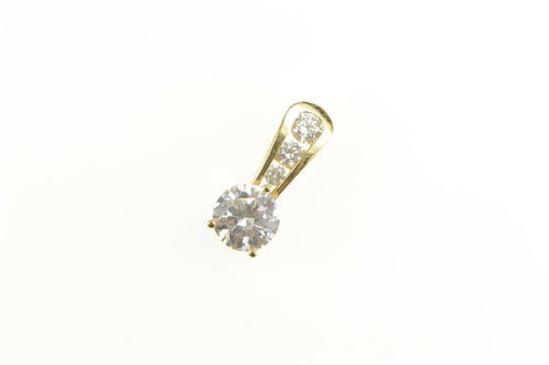 14K Round CZ Graduated Classic Statement Pendant Yellow Gold