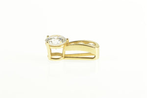 14K Round CZ Graduated Classic Statement Pendant Yellow Gold