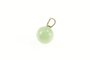 14K Jadeite Sphere Ball Chinese Symbol Pendant Yellow Gold