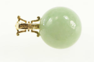 14K Jadeite Sphere Ball Chinese Symbol Pendant Yellow Gold