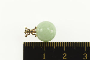 14K Jadeite Sphere Ball Chinese Symbol Pendant Yellow Gold