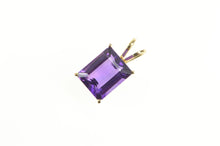 Load image into Gallery viewer, 14K Emerald Cut Amethyst Solitaire Pendant Yellow Gold