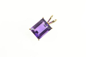 14K Emerald Cut Amethyst Solitaire Pendant Yellow Gold