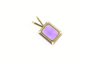 14K Emerald Cut Amethyst Solitaire Pendant Yellow Gold