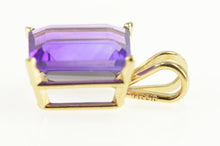 Load image into Gallery viewer, 14K Emerald Cut Amethyst Solitaire Pendant Yellow Gold