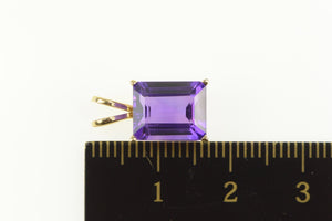 14K Emerald Cut Amethyst Solitaire Pendant Yellow Gold