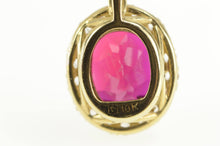 Load image into Gallery viewer, 10K Oval Syn. Ruby CZ Halo Classic Statement Pendant Yellow Gold
