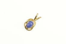 Load image into Gallery viewer, 14K Oval Retro Syn. Blue Star Sapphire Pendant Yellow Gold