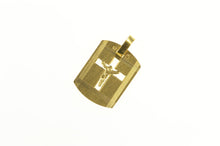 Load image into Gallery viewer, 14K Cross Christian Faith Crucifix Dog Tag Charm/Pendant Yellow Gold