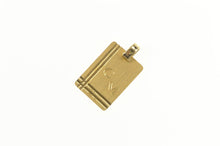 Load image into Gallery viewer, 18K GM Monogram Etched Square Retro Charm/Pendant Yellow Gold