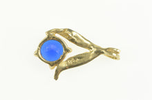 Load image into Gallery viewer, 14K Round Retro Blue Spinel Classic Statement Pendant Yellow Gold