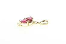 Load image into Gallery viewer, 10K Two Syn. Ruby Heart Love Symbol Diamond Charm/Pendant Yellow Gold