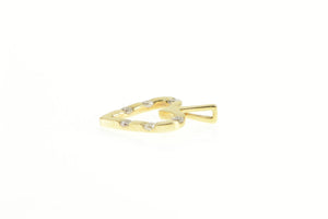 14K Diamond Inset Heart Love Symbol Pendant Yellow Gold