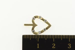 14K Diamond Inset Heart Love Symbol Pendant Yellow Gold