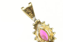 Load image into Gallery viewer, 10K Marquise Syn. Ruby Diamond Halo Simple Pendant Yellow Gold