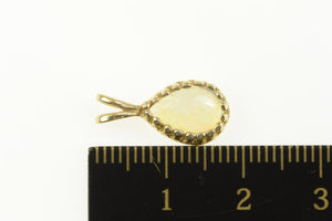14K Pear Opal Inset Classic Statement Pendant Yellow Gold
