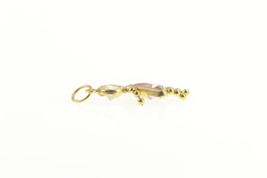 14K October Birthstone Baby Syn. Pink Topaz Charm/Pendant Yellow Gold