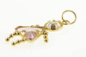 14K October Birthstone Baby Syn. Pink Topaz Charm/Pendant Yellow Gold