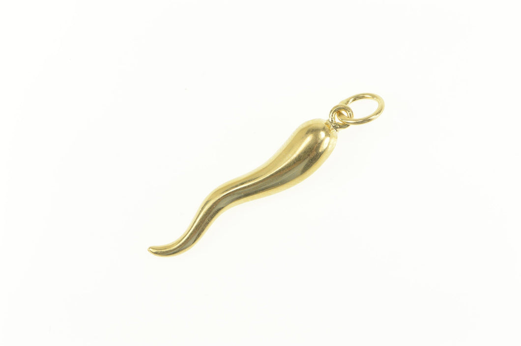 14K Traditional Italian Horn Protection Symbol Charm/Pendant Yellow Gold