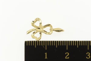 14K Diamond Cut Clover Shamrock Good Luck Charm/Pendant Yellow Gold
