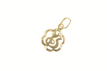 Load image into Gallery viewer, 12K Scalloped Trim Japanese Script Symbol Flower Charm/Pendant Yellow Gold