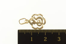 Load image into Gallery viewer, 12K Scalloped Trim Japanese Script Symbol Flower Charm/Pendant Yellow Gold