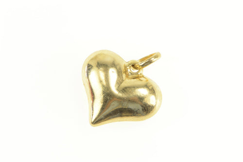 14K Classic Heart Rounded Puffy Love Symbol Charm/Pendant Yellow Gold
