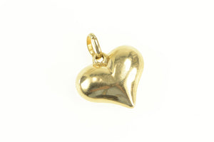 14K Classic Heart Rounded Puffy Love Symbol Charm/Pendant Yellow Gold