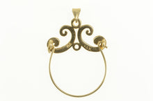 Load image into Gallery viewer, 14K Scroll Swirl Design Charm Holder Loop Pendant Yellow Gold