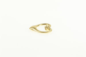 14K Diamond Inset Curvy Heart Love Symbol Pendant Yellow Gold