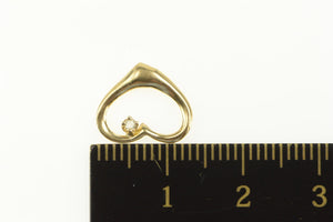 14K Diamond Inset Curvy Heart Love Symbol Pendant Yellow Gold