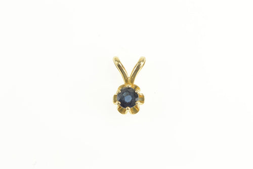 14K Round Sapphire Solitaire Simple Classic Charm/Pendant Yellow Gold