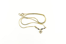 Load image into Gallery viewer, 9K Sapphire Diamond Cluster Squared Box Chain Necklace 16.5&quot; Yellow Gold