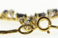 Load image into Gallery viewer, 9K Sapphire Diamond Cluster Squared Box Chain Necklace 16.5&quot; Yellow Gold