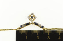 Load image into Gallery viewer, 9K Sapphire Diamond Cluster Squared Box Chain Necklace 16.5&quot; Yellow Gold