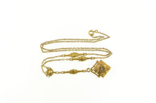 Load image into Gallery viewer, 14K Victorian Rose Cut Diamond Box Drop Chain Necklace 17&quot; Yellow Gold
