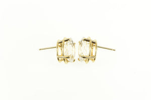 14K Oval Solitaire Classic Simple Stud Earrings Yellow Gold