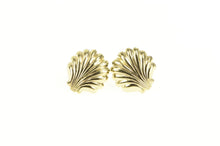 Load image into Gallery viewer, 14K Scallop Sea Shell Beach Ocean Motif Stud Earrings Yellow Gold