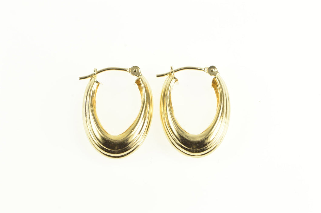 14K Puffy Scalloped Oval Hoop Classic Earrings Yellow Gold