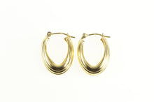 Load image into Gallery viewer, 14K Puffy Scalloped Oval Hoop Classic Earrings Yellow Gold