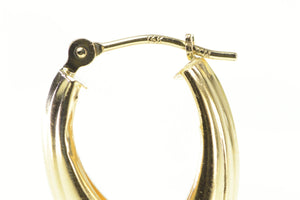 14K Puffy Scalloped Oval Hoop Classic Earrings Yellow Gold