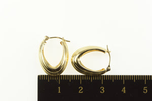 14K Puffy Scalloped Oval Hoop Classic Earrings Yellow Gold