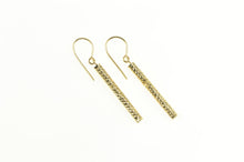 Load image into Gallery viewer, 14K Diamond Cut Round Bar Pillar Dangle Hook Earrings Yellow Gold