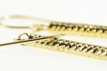Load image into Gallery viewer, 14K Diamond Cut Round Bar Pillar Dangle Hook Earrings Yellow Gold