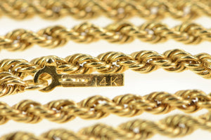 14K 2.5mm Rope Chain Rolling Twist Link Necklace 18" Yellow Gold