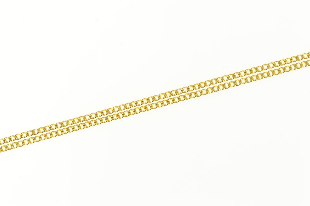 10K 1.1mm Curb Link Classic Plain Chain Necklace 18.5