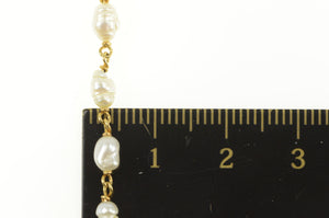 14K 3.3mm Pearl Beaded Retro Twist Chain Opera Necklace 35.5" Yellow Gold